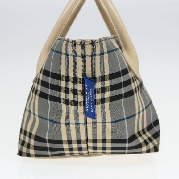 BURBERRY Nova Check Black label Hand Bag Nylon Blue Auth mr478 - Picture 3 of 16